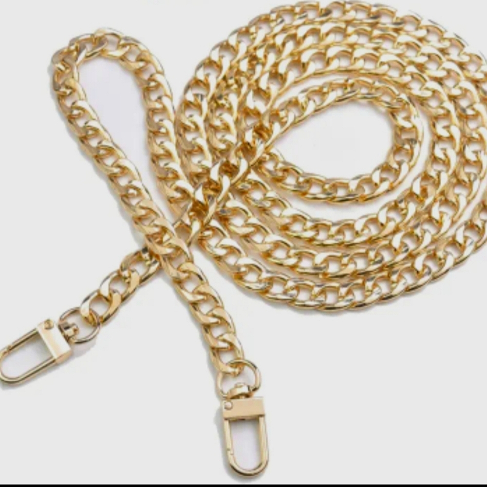 Purse GOLD Chain Strap Replacement, Flat Chain 47.2"